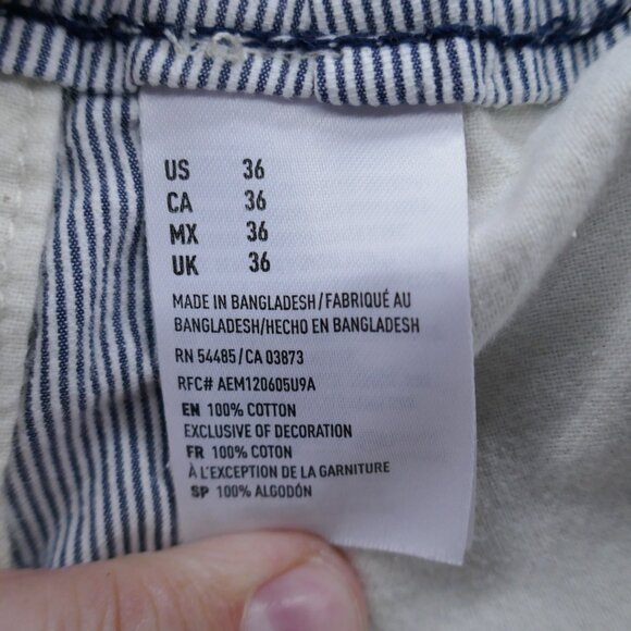 American Eagle Mens All Cotton Chino Shorts 34x9* Blue White Stripe Flat Front - Picture 14 of 16